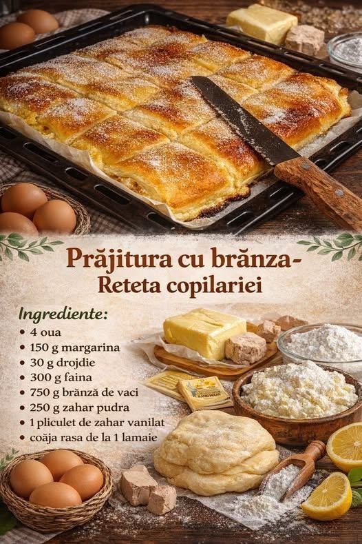 Prajitura cu branza- Reteta copilariei pe care inca o fac o data pe saptamana