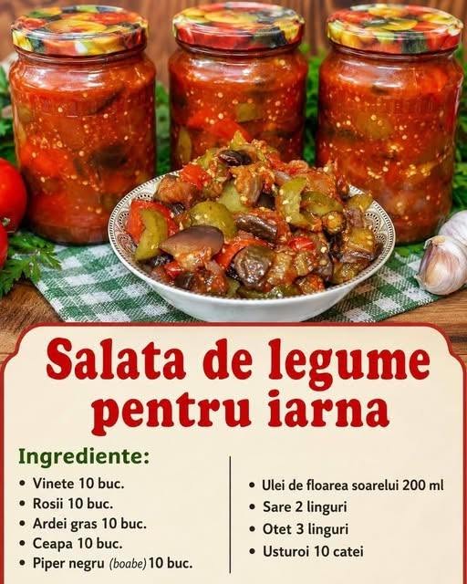 Salata de legume pentru iarna- Se face rapid si simplu si este foarte gustoasa