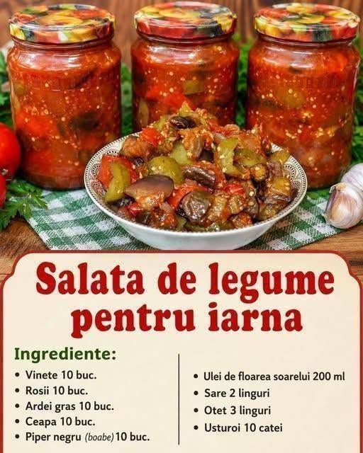 Salata de Legume pentru iarna- Se face rapid si simplu si este foarte gustoasa Atenție