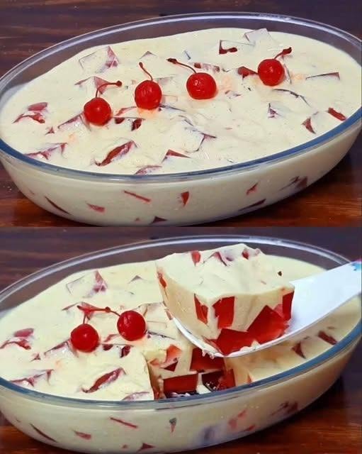 Jeleu mosiac cu cremă – desert cu două ingrediente principale.