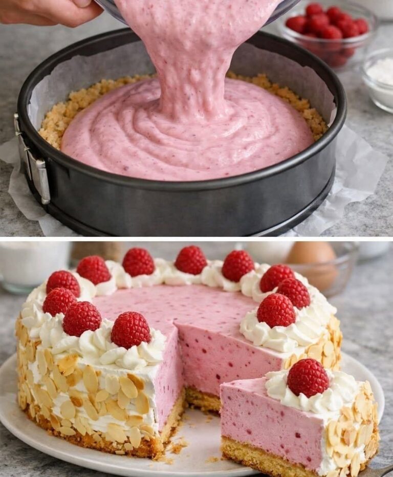 Mousse de zmeură cu migdale feliate