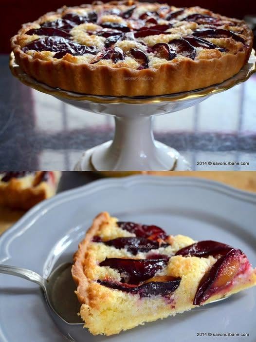 Tarta cu prune și cremă frangipane – un desert rafinat de sezon, testat de mii de cititori 