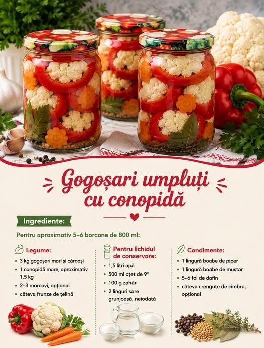 Gogoșari umpluți cu conopidă – crocanți și aromați