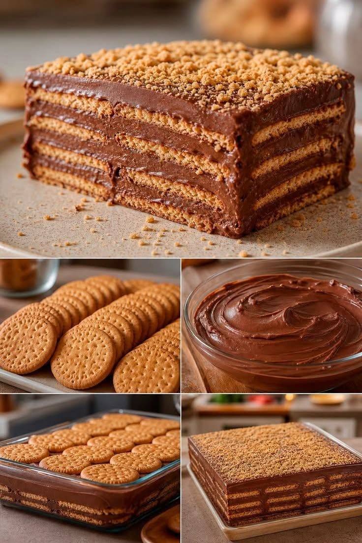 Tort cu ciocolată și cremă cu biscuiți Rețeta în comentarii