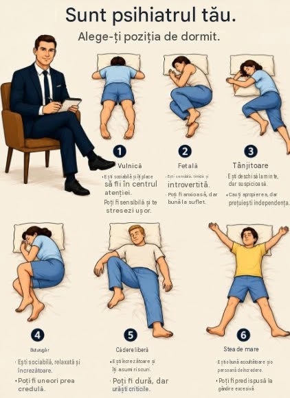 Modul în care ne poziționăm în timpul somnului nu este întâmplător. Diverse studii despre limbajul corpului sugerează că poziția preferată de somn poate reflecta trăsături adânc înrădăcinate ale personalității noastre, modul în care abordăm viața și chiar relațiile cu ceilalți. Deși nu este o știință exactă, mulți oameni se regăsesc în descrierile asociate fiecărei poziții.
