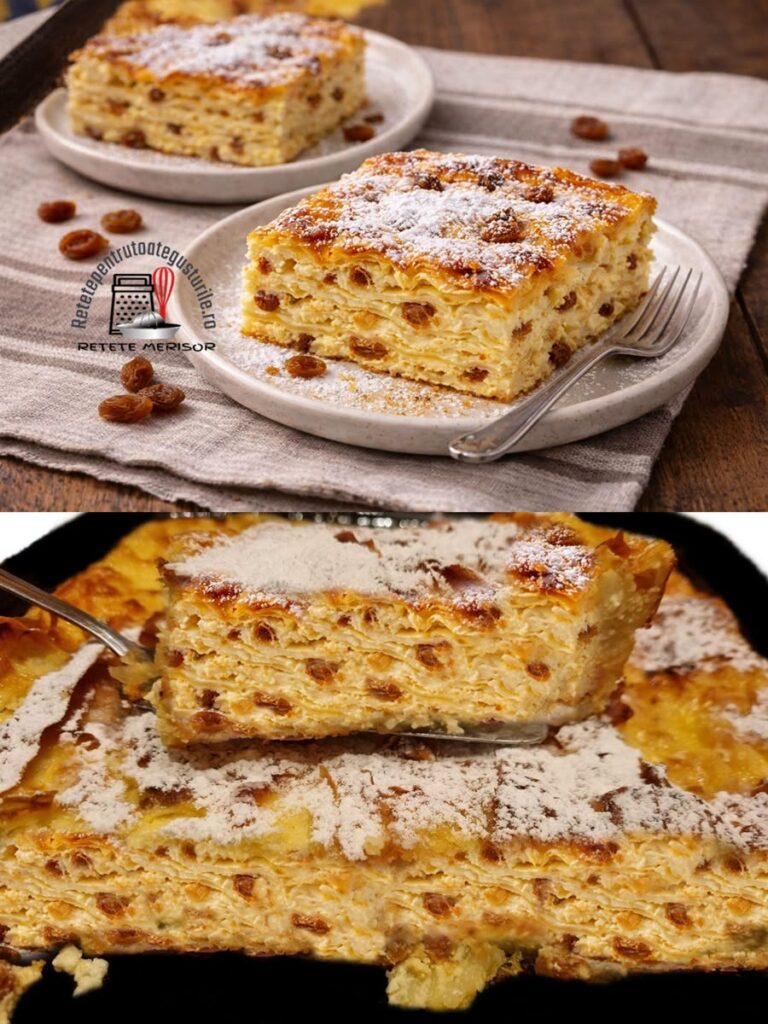 Această plăcintă creață cu brânză și stafide este unul dintre acele deserturi care impresionează atât prin gust, cât și prin aspect.