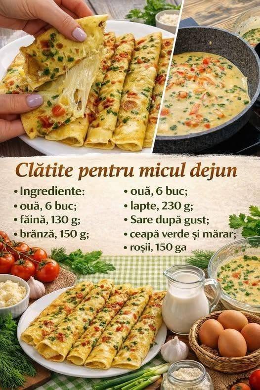 Reteta de mic dejun gata in 5 minute. Clatite cu umplutura aromata