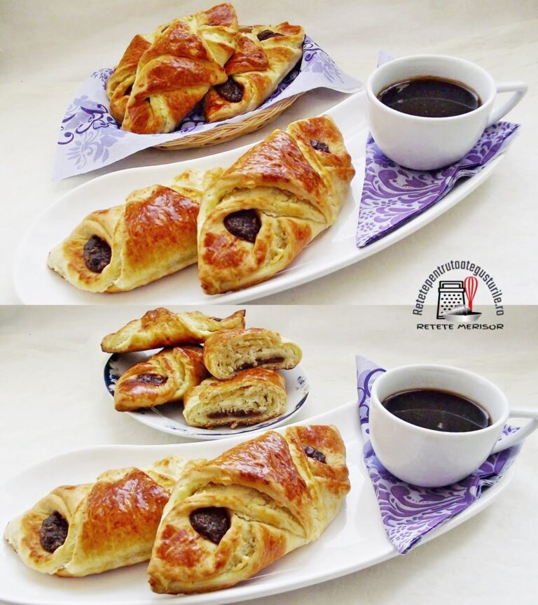 Zic ai mei că aceste cornuri cu branza si gem de prune sunt cele mai bune cornuri de servit la micul dejun.