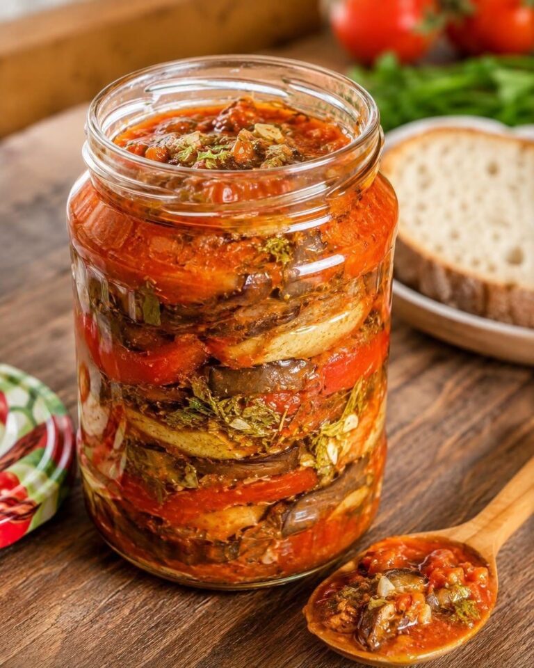 Salată de vinete coapte pentru iarnă cu ardei și roșii