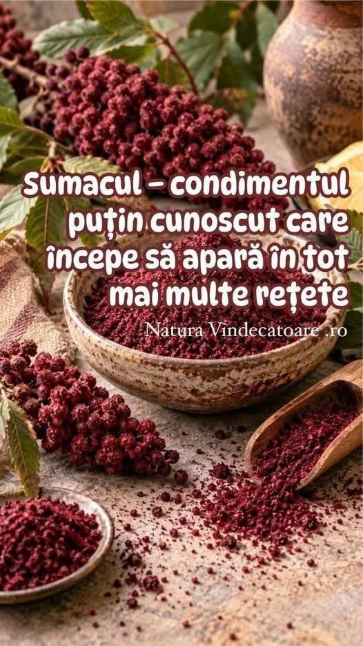 Sumacul – condimentul puțin cunoscut care începe să apară în tot mai multe rețete Un ingredient cu o istorie îndelungată, care atrage atenția tot mai multor pasionați de gastronomie și alimentație echilibrată În ultimii ani, tot mai multe persoane au început să descopere ingrediente tradiționale din diferite colțuri ale lumii