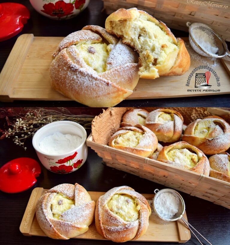 Brânzoaice trandafir cu brânză dulce și stafide pentru răsfățul de la prima oră.