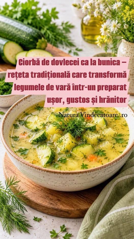 Ciorbă de dovlecei ca la bunica – rețeta tradițională care transformă legumele de vară într-un preparat ușor, gustos și hrănitor