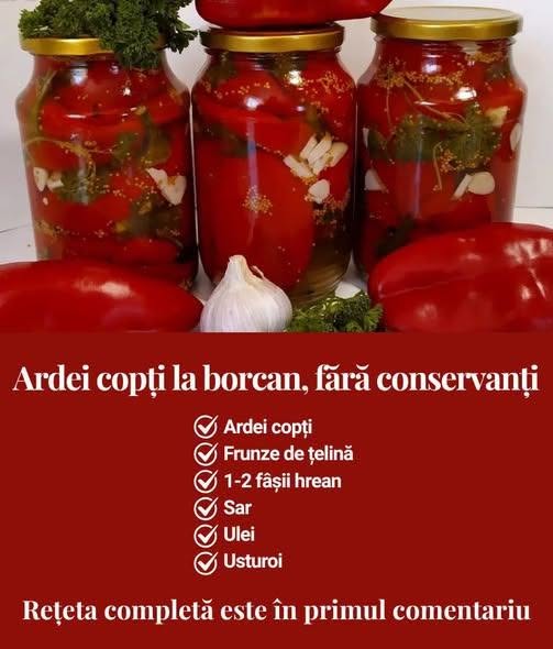  Ardei copți la borcan, fără conservanți