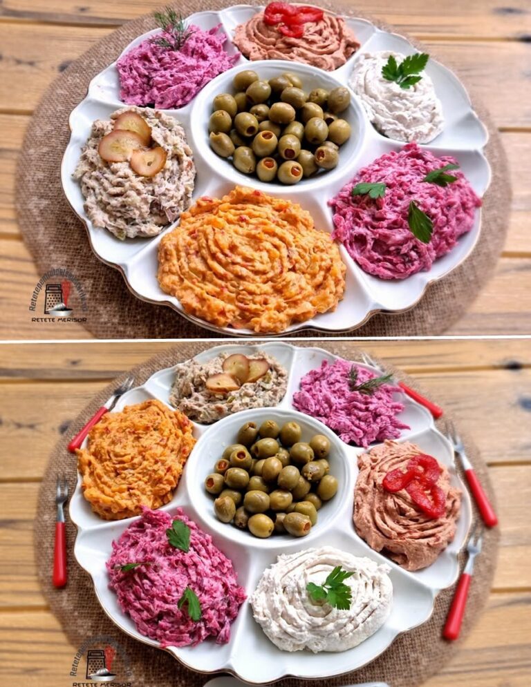 Șase rețete de salată aperitiv, pentru un platou festiv. Sunt rețete simple, pe bază de diferite ingrediente conservate, dar și proaspete, amestecate cu maioneză, sau cu cremă de brânză.