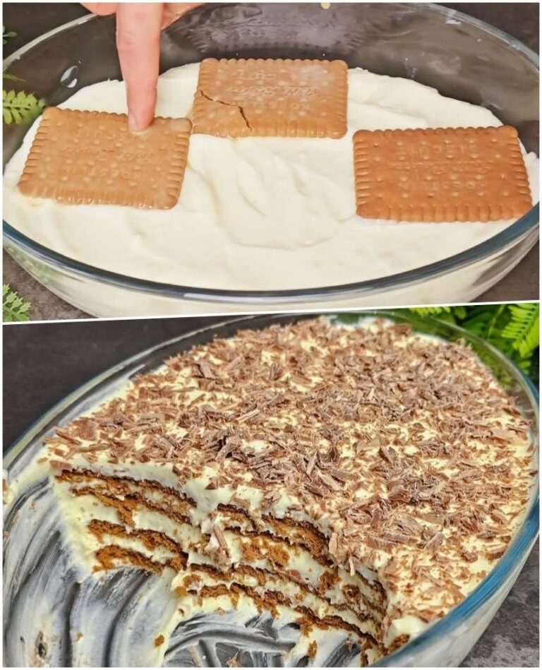 Prăjitură rapidă cu biscuiți, cremă de vanilie și cafea