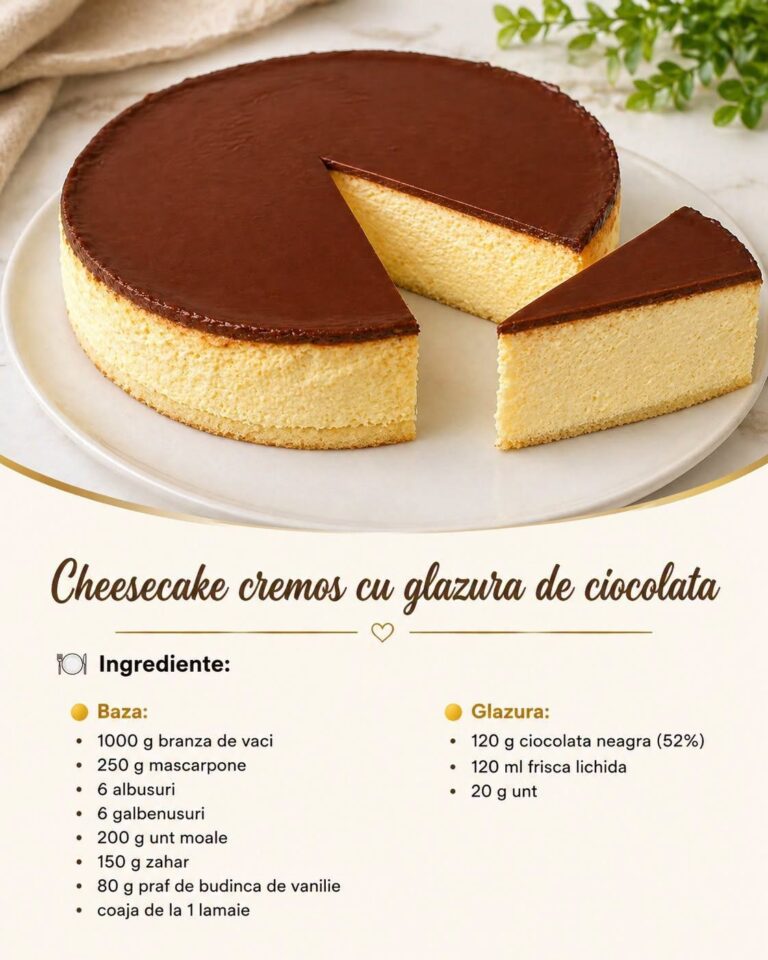 Cheesecake cremos cu glazura de ciocolata – desert gustos si aromat