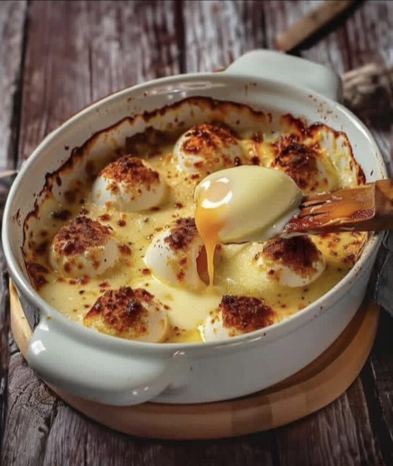 Ouă gratinate la cuptor în sos fin de brânză – Rețeta delicioasă și cremoasă! 🍳🧀✨