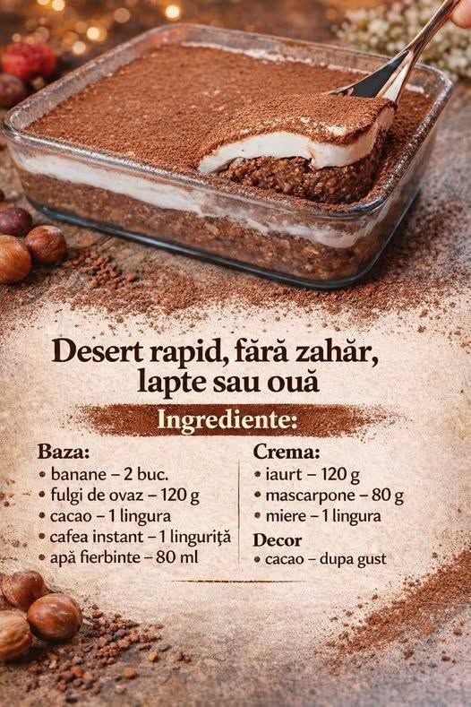 Desert rapid, fara zahar, lapte sau oua – Avem nevoie de banane, mascarpone si …