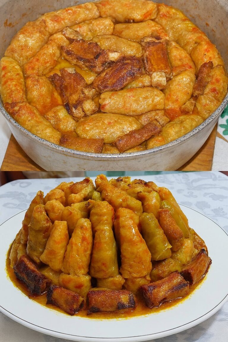 Sarmale ca la bunica — fragede, pline, cu costițe rumenite și crocante! 🤤🔥 Le-am scos din oală exact așa, în turn, pline de aromă și culoare.
