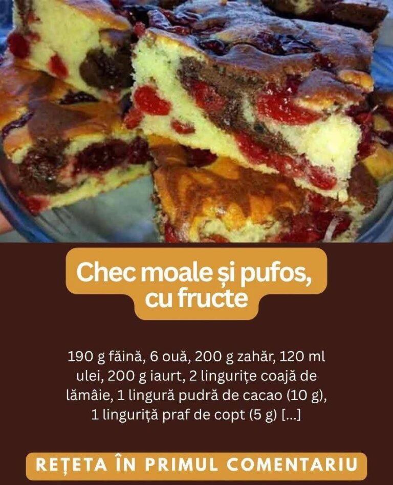 Chec moale și pufos, cu fructe Rețeta în primul comentariu