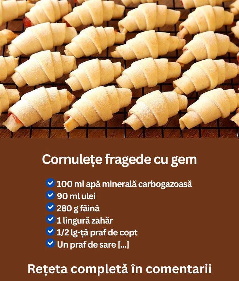 Cornulețe cu gem, delicioase și ușor de făcut Rețeta