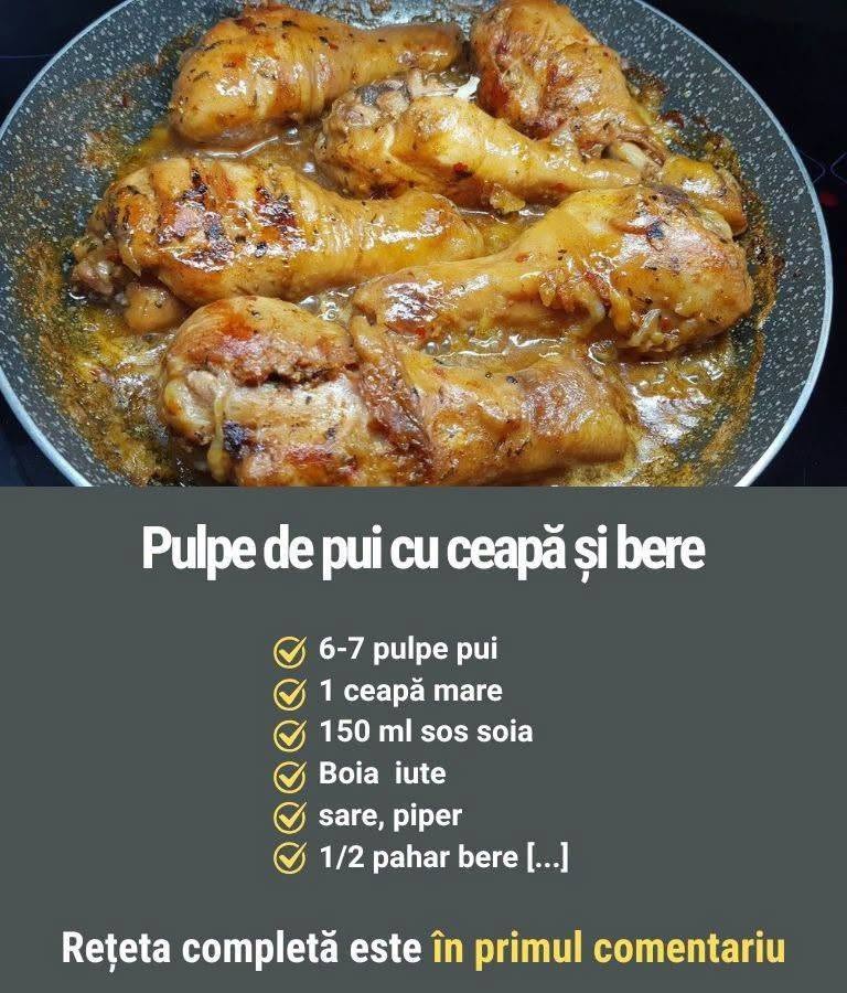 Pulpe de pui cu ceapă și bere Rețetă scrisă în comentarii