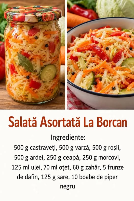 Mai ai loc în cămară pentru câteva borcane bune de iarnă? 🫙 Salata asta asortată este colorată,