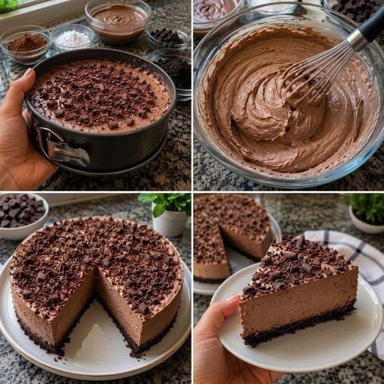 Tort cu mousse de ciocolată fără coacere. Timp de preparare: 30 de minute –