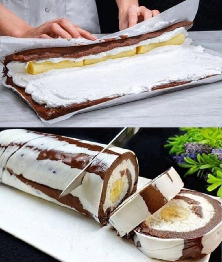 Ruladă rapidă cu biscuiți Plazma și banane — rețetă fără coacere, gata în 5 minute activ