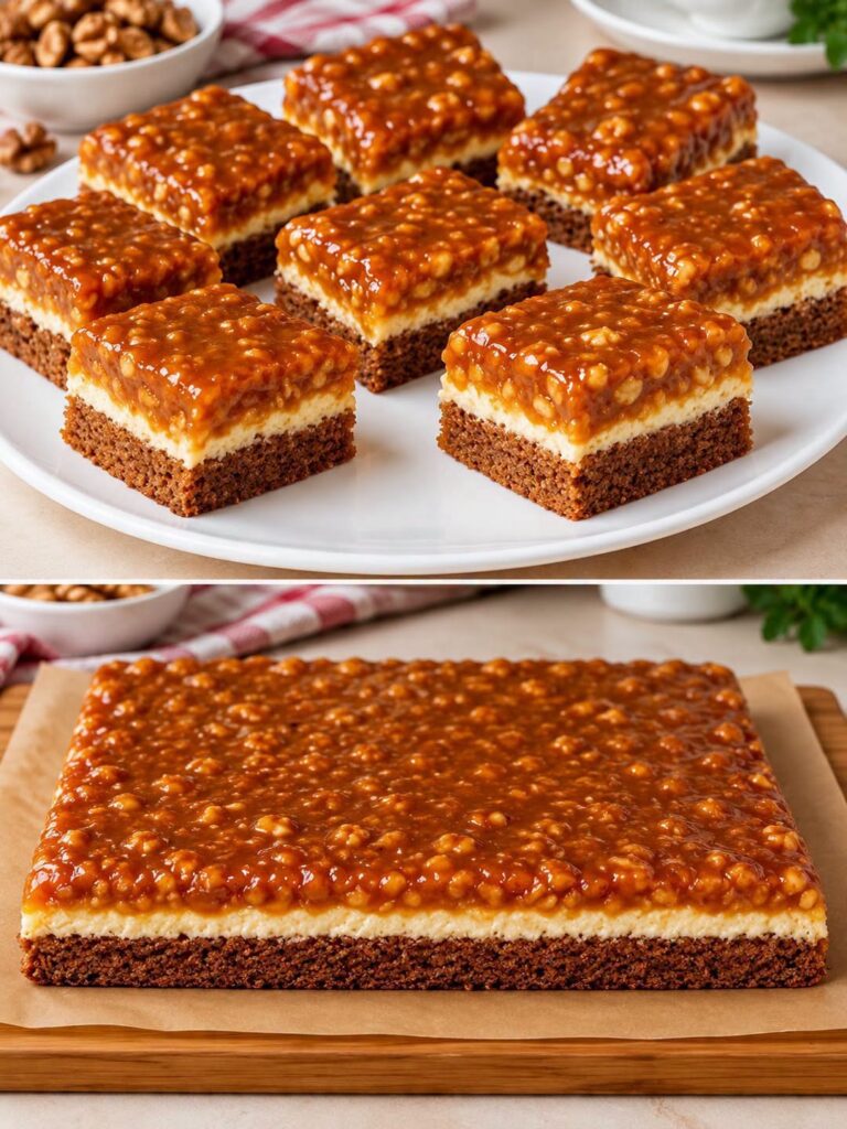 Prăjitură cu nuci și cremă de caramel