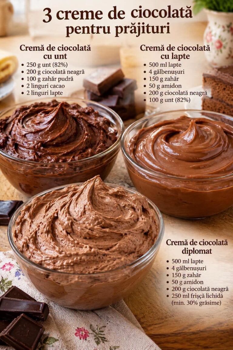  3 CREME DE CIOCOLATĂ PENTRU PRĂJITURI – REȚETE CLASICE, FINE ȘI DELICIOASE!
