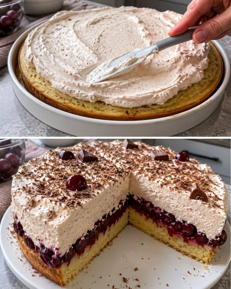 Tort cu vișine și cremă de frișcă – rețeta unui desert elegant cu blat pufos și cremă bogată